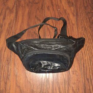 K&K Black Leather Fanny Pack